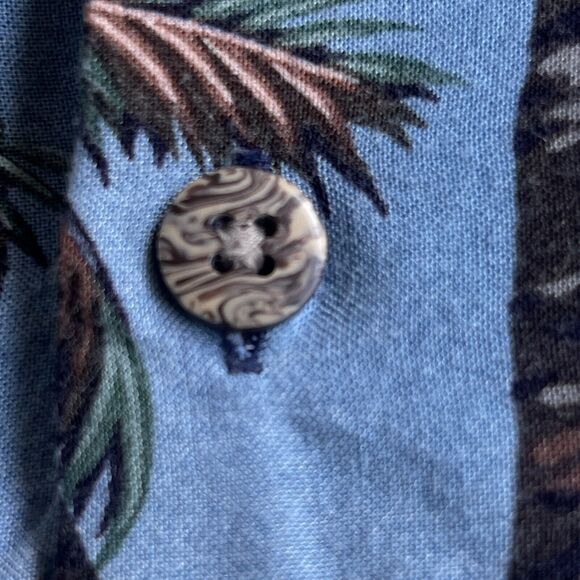 Pierre Cardin Hawaiian Shirt Mens Extra Large Blue Rayon Tropical Palm Tree Camp - Picture 5 of 11